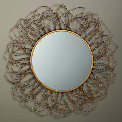 Libra Leaf Seaweed Mirror, Gold, Dia. 96cm